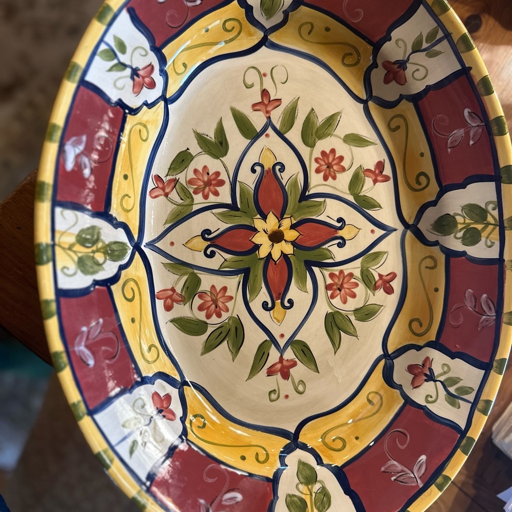 Pier 1 Multicolor Floral Ceramic Platter